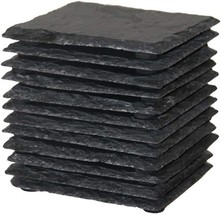 Stunning Black Slate Stone Coasters, Sq.Are Slate Stone Cup Coasters, Set Of 12. - £26.61 GBP