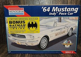 1995 Monogram &#39;64 Mustang Indy Pace Car &amp; Batman Comic 1/24 Scale Kit # 2456 VTG - £31.64 GBP