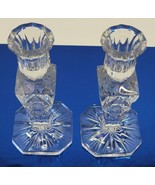 VTG American Brilliant Candlestick Cut Crystal Glass Star Pinwheel Candl... - $457.23 MXN
