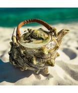 Vintage Ceramic Conch Seashell Teapot Lid Wicker Handle- Florida Souveni... - £18.66 GBP