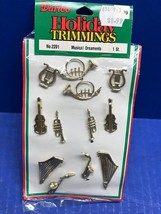 Vtg Plastic Gold Colored Instruments Christmas Ornaments Holiday Decor - £6.11 GBP