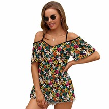 Mondxflaur Flowers T Shirts for Women Short Sleeve Spaghetti Strap Top C... - $22.99