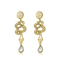 Exaggerated Bling Crystal Rhinestone Twist Snake Earrings for Women Girl Silver  - £6.29 GBP