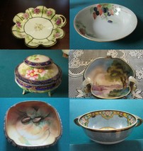 Antique Vintage Nippon Japan Pottery Bowl Vanity Dish Hair Receiver Fruits PICK1 - £85.78 GBP