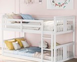 Low Bunk Bed Twin Over Twin, Twin Over Twin Bunk Bed With Ladder, Kids B... - $481.99
