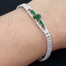 5 Ct Oval Cut Simulated Emerald Tennis Bracelet  Gold Plated 925 Silver - £166.14 GBP