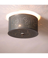 Round Tin Ceiling Light with punched Chisel - double light - $116.24 CAD