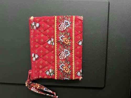 Vintage Vera Bradley Crossbody And Coin Purse Red Quilted Fabric Flower Item image 11