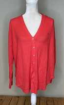 tommy hilfiger NWT $59.50 women’s Button up waffle knit top size L pink i2 - £15.55 GBP