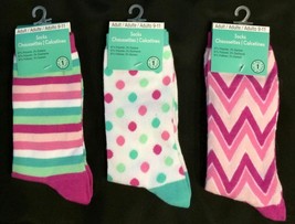 Socks LOT OF 3 PAIRS Women&#39;s Adult Size 9 - 11 NEW Polyester Elastane NEW - $10.27