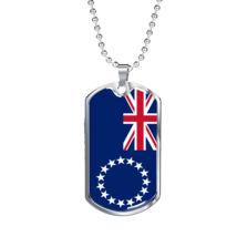 Cook Island Flag Necklace Stainless Steel or 18k Gold Dog Tag 24&quot; Chain - £37.33 GBP+