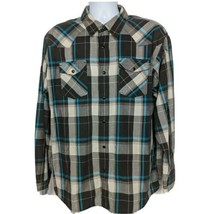 Wrangler Red Western Pearl Snap Shirt Size XL Black Gray Teal Plaid Long... - £18.19 GBP