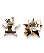Lot 2 Sam Eagle 1984 LA Olympics Pins Torch Stars in Motion Flag Mascot VTG - $14.99