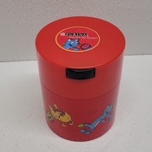 Purina Cartoon Cat Treats Red Vacuum Sealed Canister Container 5&quot; Tall - $16.75
