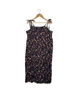 New Old Navy Dress Womens 2X Blue Floral Midi Fit Flare Square Neck Tie ... - $480.08 MXN