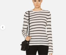 A.L.C. &quot;Tula&quot; Cashmere White and Black Diagonal Stripe Detail Sweater SZ L - £59.94 GBP