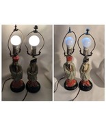 Vintage Lot of 2 Chalkware Lamp Oriental Figure Asian Lamp Male Female W... - $395.96