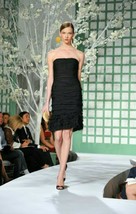 $4,900 Oscar De La Renta Stunning Runway Silk Black Ruffle Dress Gown 4 - £783.23 GBP