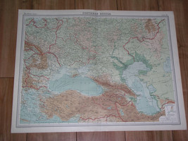 1922 Antique Map Of Ukraine Russia Crimea Poland Turkey Black C API An Sea Romania - £23.91 GBP