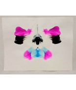 Original Abstract Art Inkblot Mirror Image Reflection Possibly a Face Pi... - £14.05 GBP