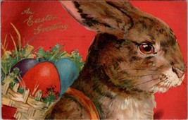 Easter Bunny Basket of Eggs Ernest Nister c1910 Erie PA to Wash DC Postcard X5 - £36.98 GBP