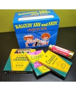 Vintage Raggedy Ann and Andy Crayon Box  3 sets of Crayola Crayons and S... - $38.71