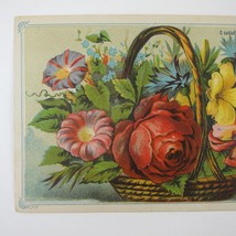 Victorian Greeting Card Basket Flowers Red Rose Pink Yellow Blue Floral ... - $9.99
