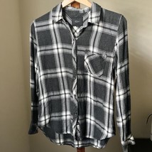Rails Hunter Plaid Button Down Shirt Small Charcoal Gray White Rayon - $32.66