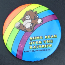 Some Bear Over The Rainbow 1985 Vintage Pin Button Pinback St. Patricks Day - £9.43 GBP