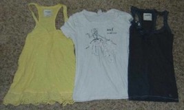 Girls Shirts Abercrombie 3 Pc Yellow Gray Tank &amp; White Short Sleeve Tee ... - £7.10 GBP