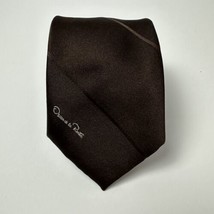 Vintage Oscar De La Renta Brown Monochrome Striped Neck Tie Neutral Minimalist - $37.04