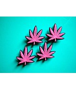 4 Pink Weed Leaves Shoe Charm Shoe Accessories Compatible W/Croc - $9.99
