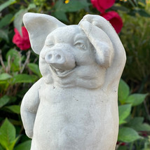 Cement Pig Garden Statue Outdoor 9&quot; Concrete Piglet Yard Ornament Funny Stone Fa - £31.56 GBP