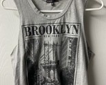 Brooklyn New York Tank Top Gray Women Size S Sleeveless Round Neck Unhemmed - $8.86