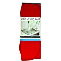 Red Dish Drying Mat Absorbent Microfiber Reversible Kitchen Countertop NEW - $13.97