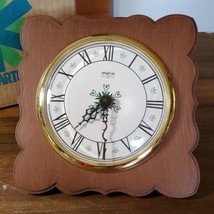 Spartus NIB 70&#39;s Wall Clock USA Antique Vintage Works Plastic Wood Green Floral - £45.42 GBP