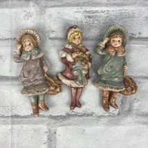 Cricket Ceramic Mold Christmas Tree Ornaments Set of 3 Vtg Pink Victorian Girls - £16.97 GBP