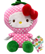 Hello Kitty Plush Toy  Polka Dot Strawberry Dress 9 inch Sanrio Cute Gif... - $346.21 MXN
