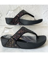 FitFlop Lulu Glitter Toe Post Thong Wedge Heel Sandals Black - Women&#39;s S... - $874.43 MXN