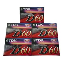 Tdk D60 High Output Blank Audio Cassette Tape IECI/Type I- New Sealed Lot Of 5 - £7.73 GBP