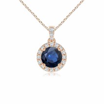 ANGARA Sapphire Dangle Pendant with Diamond in 14k Solid Gold (Grade-AA, Size-5) - £547.15 GBP