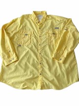Columbia PFG Fishing Shirt Mens 2XL XXL Yellow Long Sleeve Vented Omni-Shade - £11.90 GBP