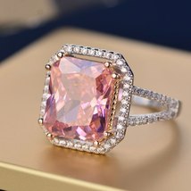 Luxury Brand Women Ladies Mirco-Pave Pink Cubic Zirconia Beautiful Delicate Ring - £21.66 GBP