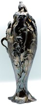 Large Art Nouveau Silver Plate Figural Vase Lady w/ Flowers Great Details Signed - £364.88 GBP