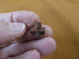 (CR591-2) mini 1/2" Fairy Stone CHRISTIAN CROSS oiled Staurolite Crystal... - $13.99