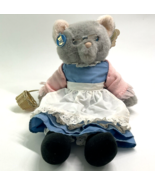 VTG 1985 Dakin Gray Cat Mother Meow Orig Outfit Glasses Shawl Basket w/ ... - $120.01 CAD