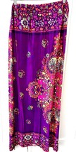 Vintage 70s Disco Border Print Maxi Skirt Nylon Floral Mod Style S/M - $823.64 MXN
