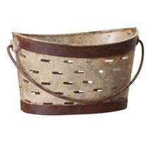 Olive Bucket in rustic distressed metal - $29.99