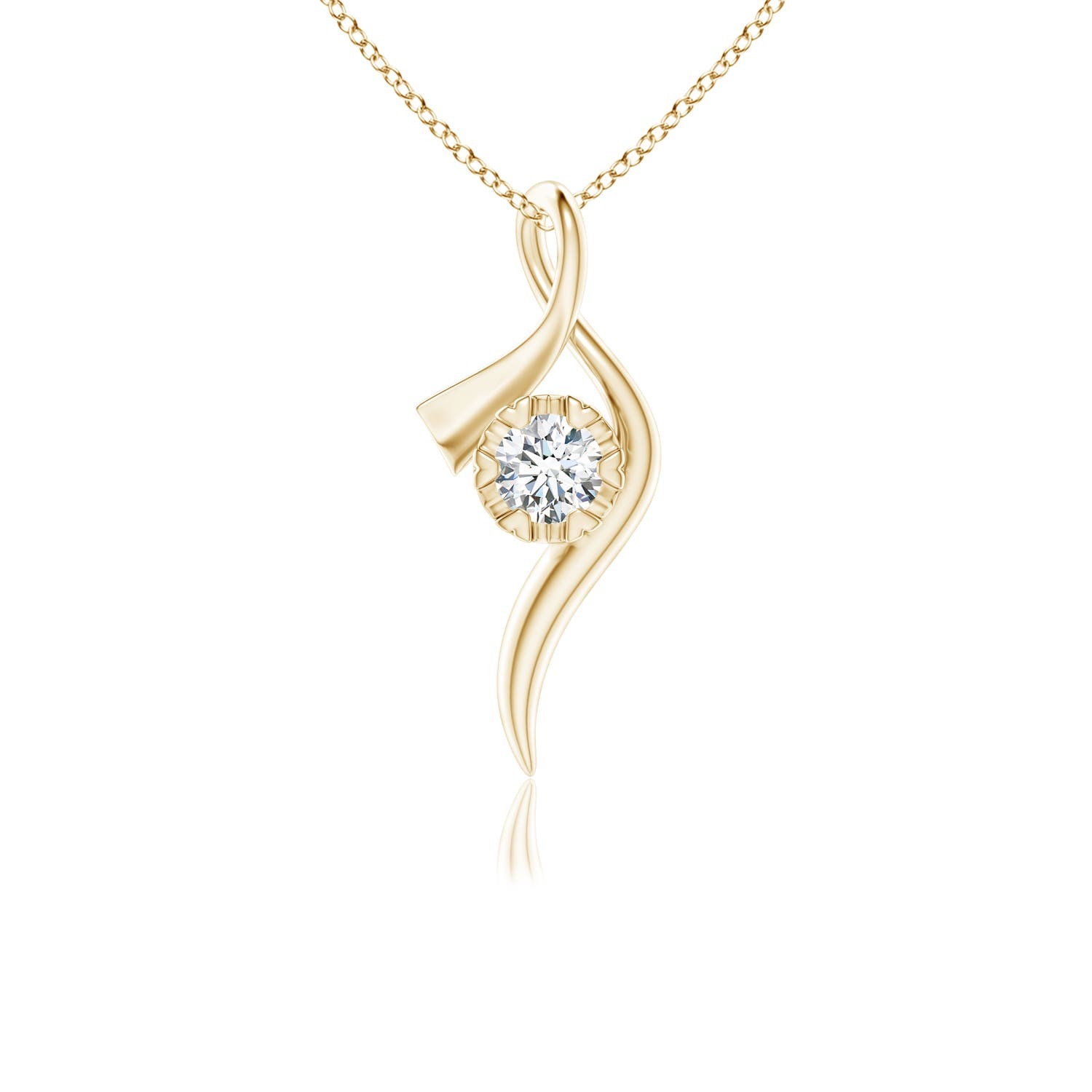 Primary image for ANGARA Lab-Grown 0.33 Ct Solitaire Diamond Ribbon Pendant Necklace in 14K Gold