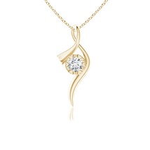 ANGARA Lab-Grown 0.33 Ct Solitaire Diamond Ribbon Pendant Necklace in 14K Gold - £689.02 GBP